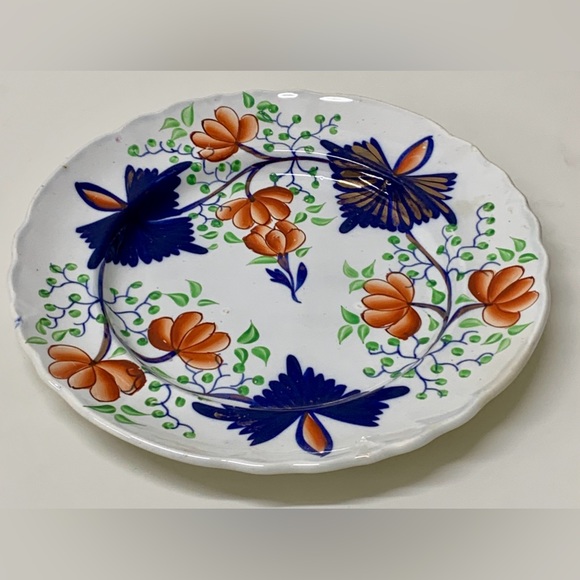 19th Century Antique Gaudy Welsh Butterfly Plate Eagle Marked for US Export - Picture 16 of 16